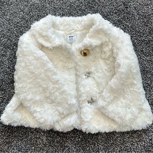 Janie & Jack Coat Infant Girls 6-12 Months Faux Fur Topper Snap Closure Jacket